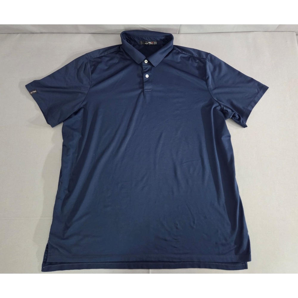 RLX Shirt Mens 2 Extra Large Blue Stretch Ralph Lauren Performance Active Polo